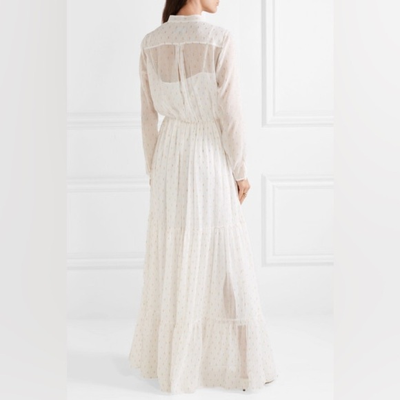 NWT💕 SALONI Alexia Tiered Metallic Crinkled Maxi Dress SZ 4 - Picture 2 of 6